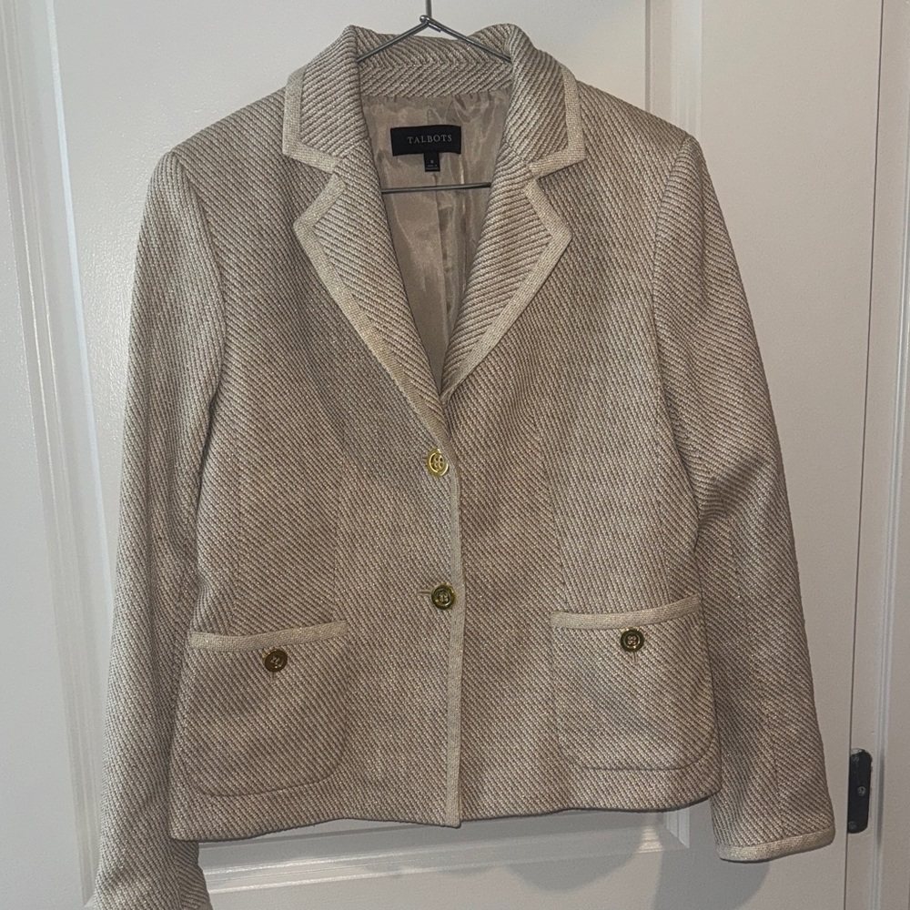 Talbots Women's Beige Herringbone Blazer